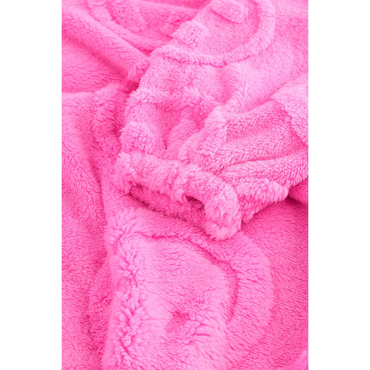 Couverture à capuche en polaire jacquard rose happy face, NEXT