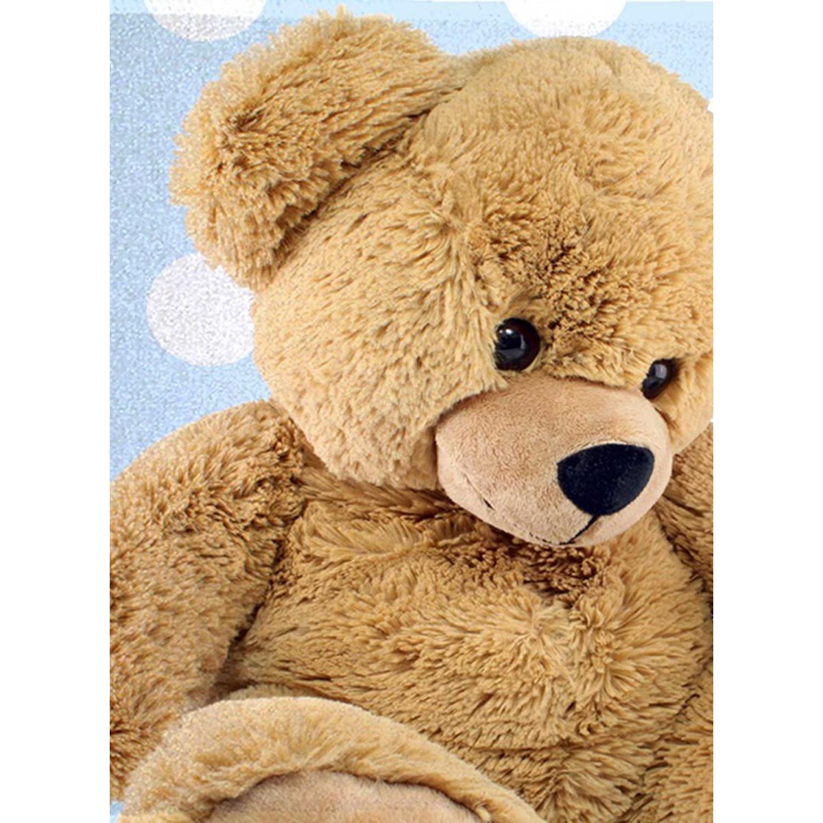 Tapis enfant tissé motif animaux DOUX TED bleu, UN AMOUR DE TAPIS