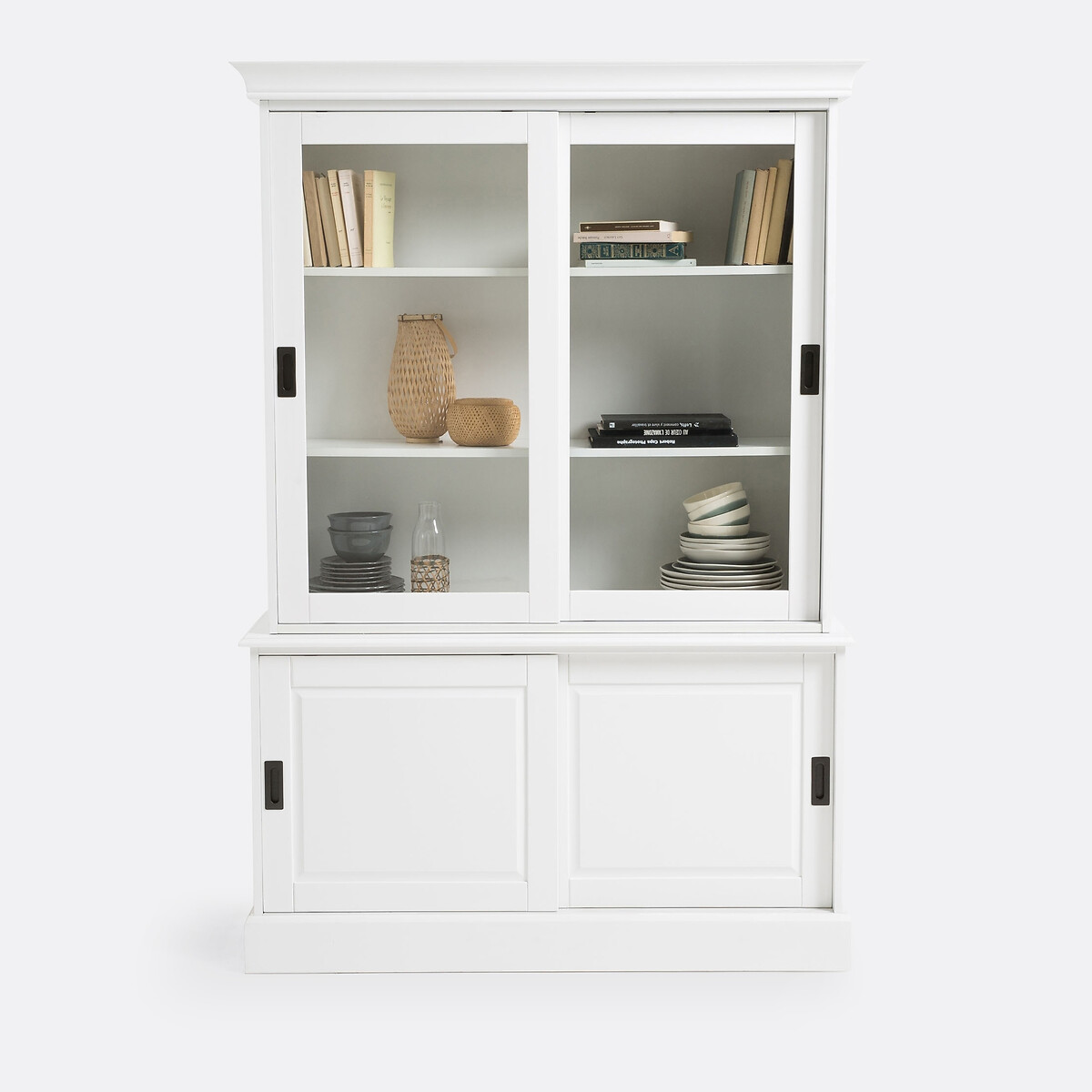 Buffet vaisselier, 2 portes, en pin massif et MDF, AUTHENTIC STYLE blanc, LA REDOUTE INTERIEURS