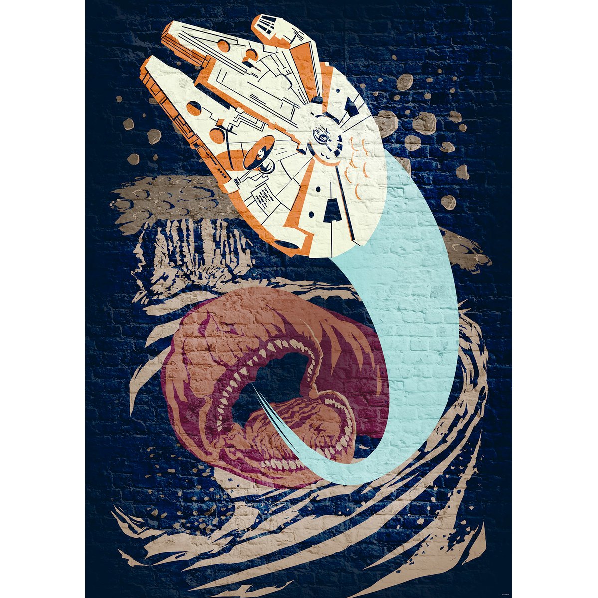Papier peint Komar - Star Wars Classic Concrete Asteroid Worm - 200 x 280 cm multicolore, HEXOA