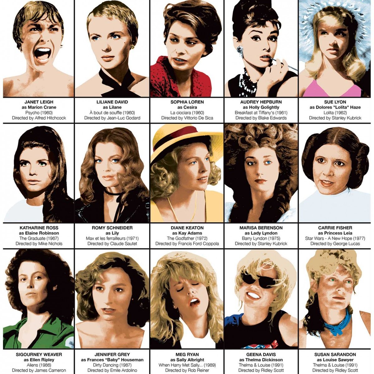 Affiche d'art - Legendary actresses chronology - Olivier Bourdereau affiche d'art, WALL EDITIONS