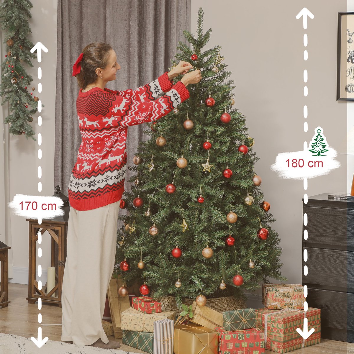 Sapin de Noël Plastique Vert vert, HOMCOM