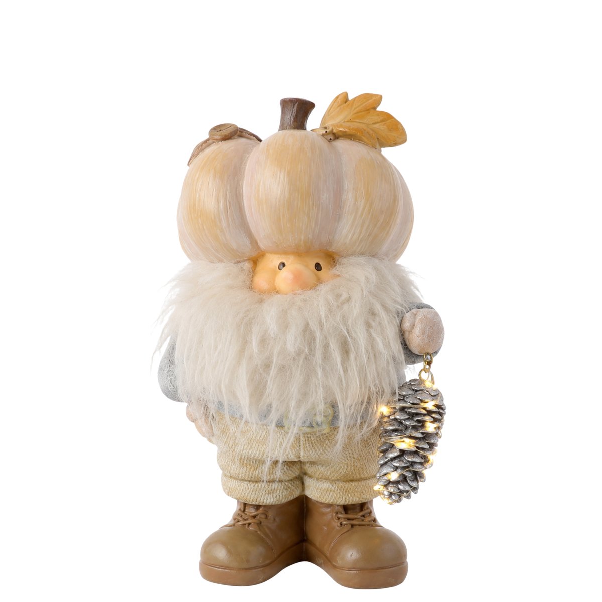 Figurine père Noël à led décorative artificielle H22 PUMPKIN beige, SIA
