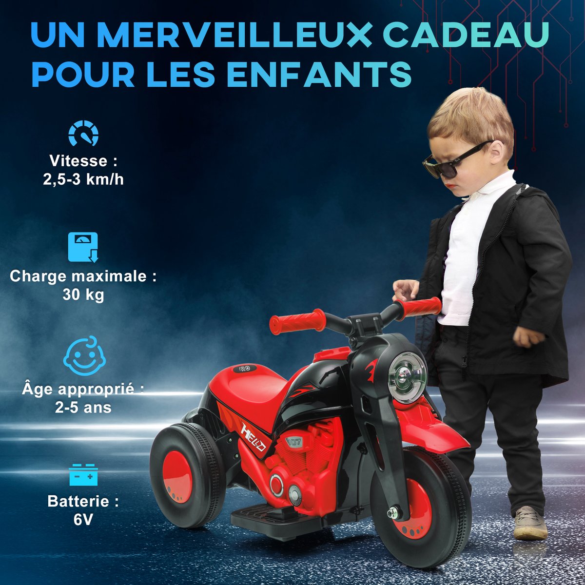 Moto électrique à conducteur assis Plastique rouge, AIYAPLAY