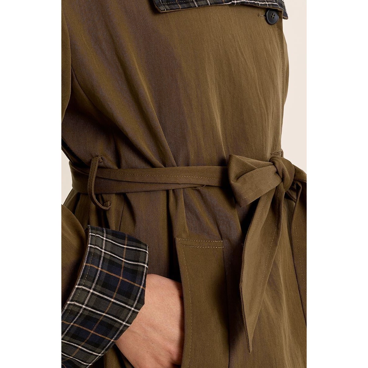 Trench long, détail carreaux marron, MOLLY BRACKEN