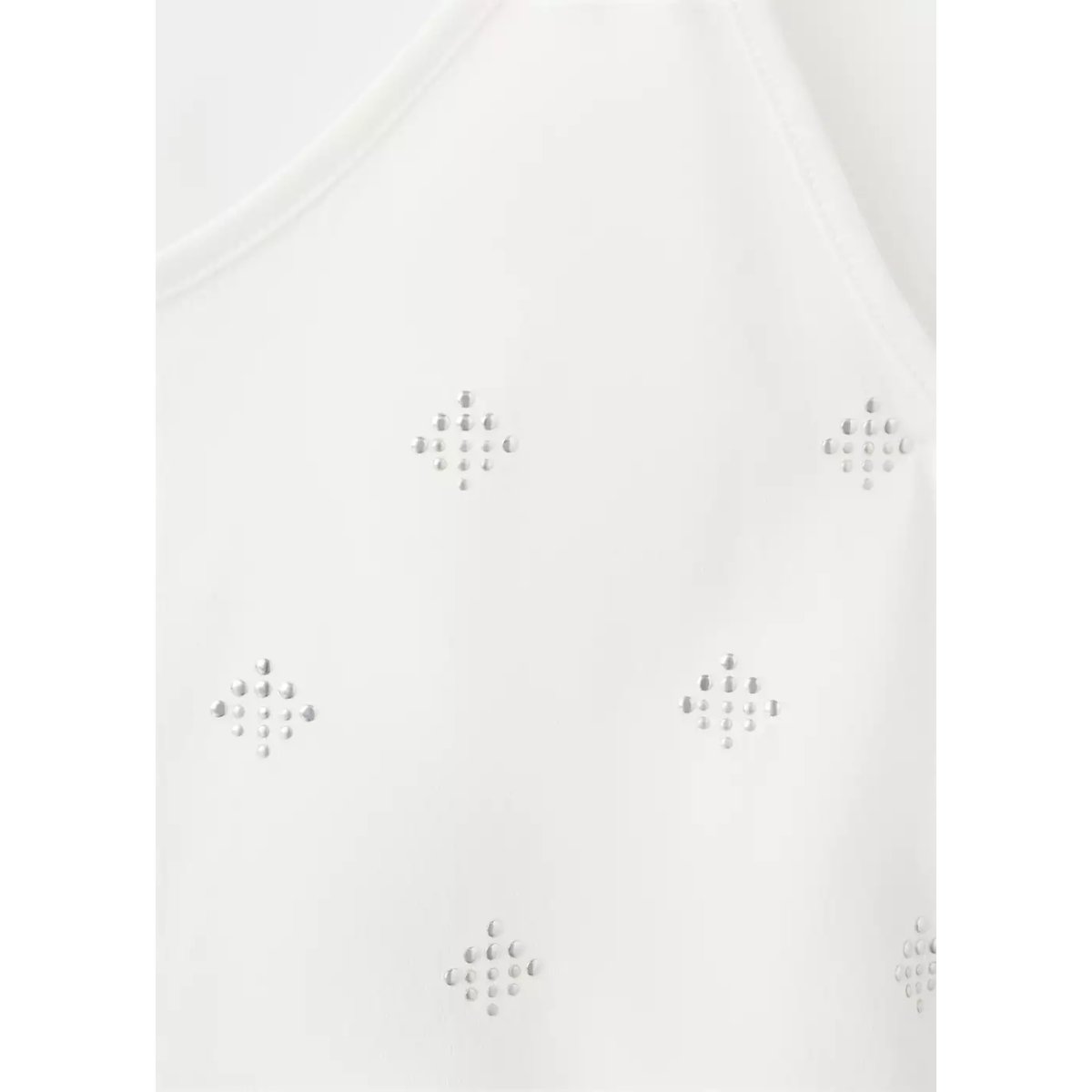 Top en coton à clous blanc cassé, MANGO TEEN
