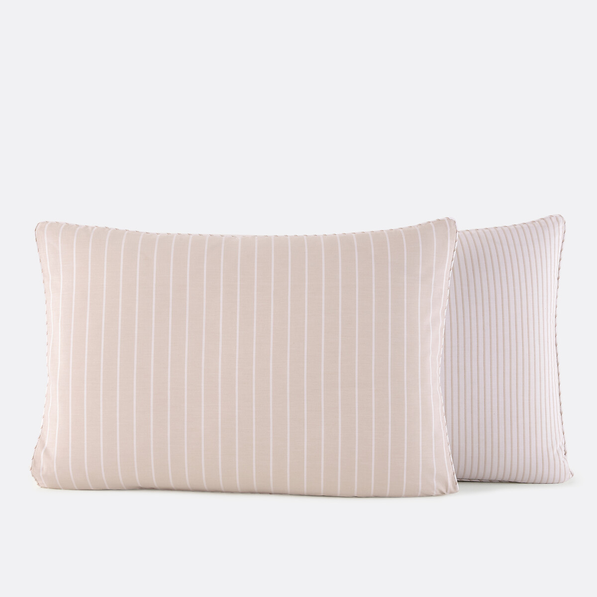 Edward Cotton Percale Pillowcase striped beige, LA REDOUTE INTERIEURS