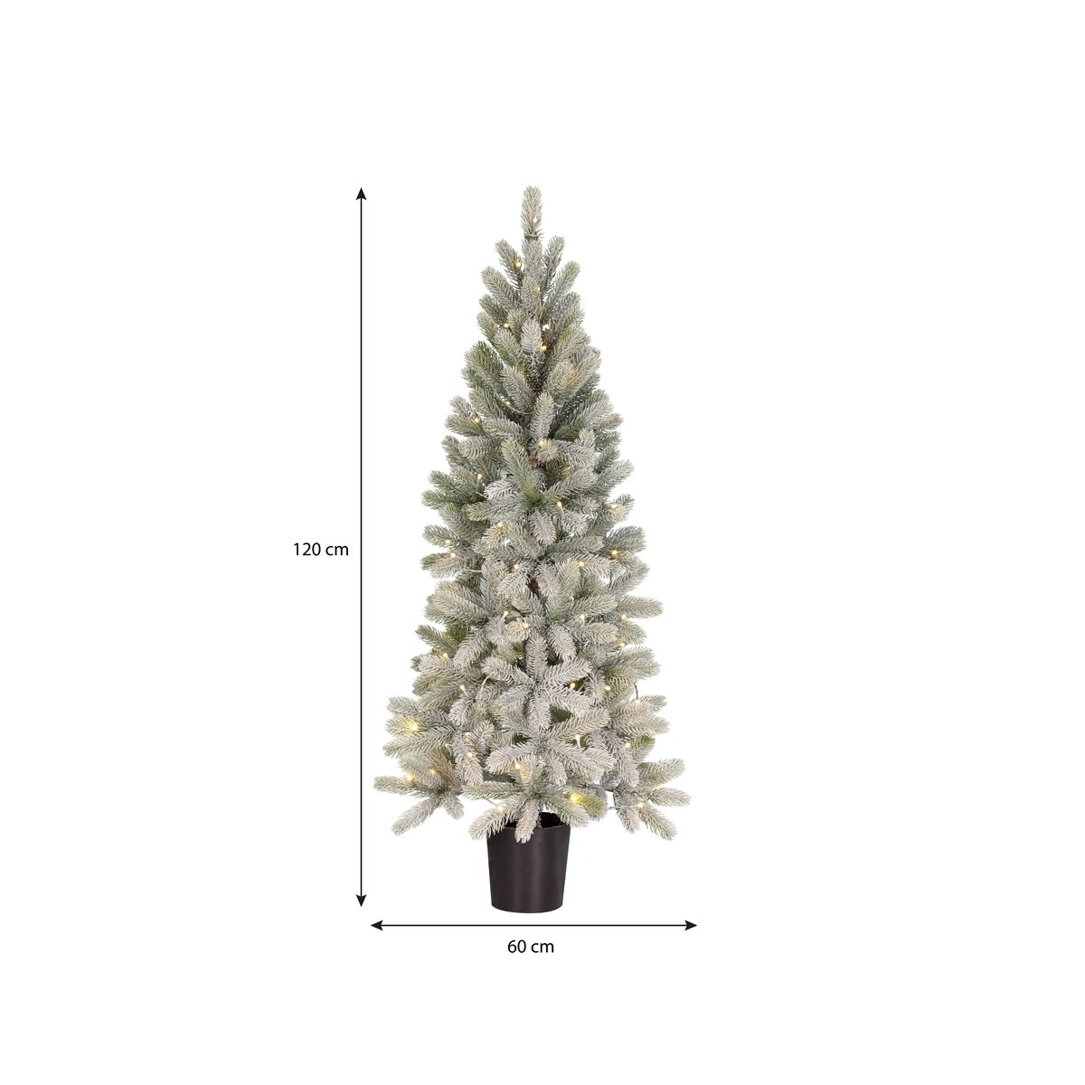Sapin de Noël artificiel enneigé avec LED H120 cm NAGOYA blanc chaud, BLACK BOX TREES