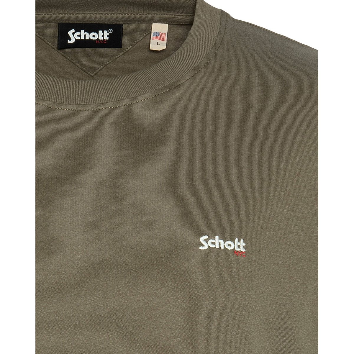T-shirt manches courtes kaki, SCHOTT