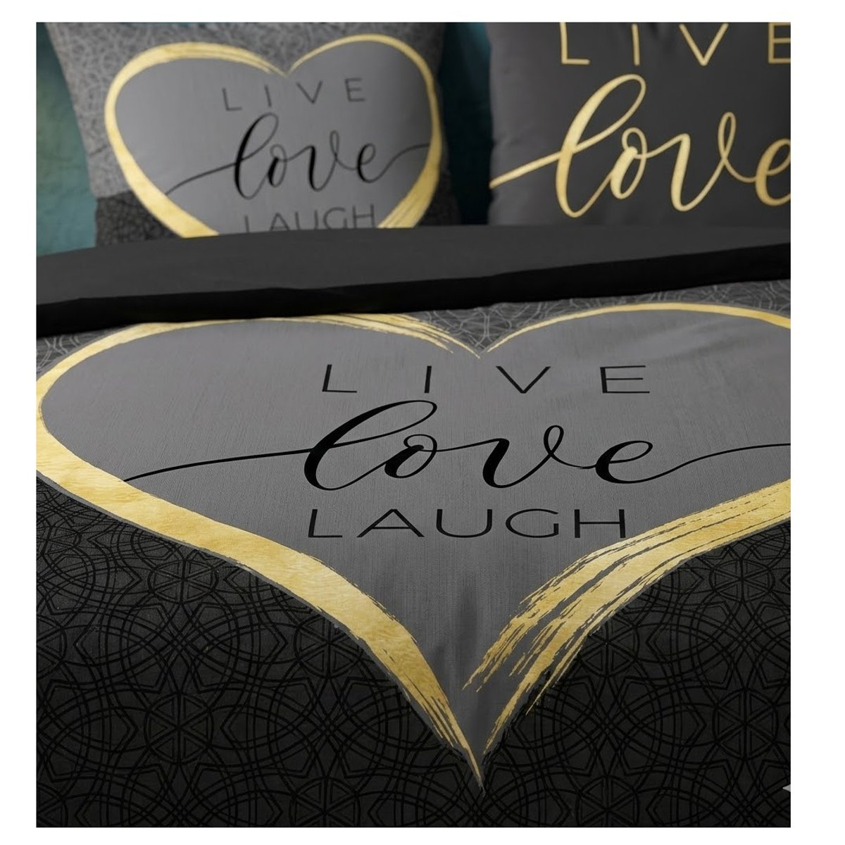 Parure de lit Collection Live and love noir, EDEN