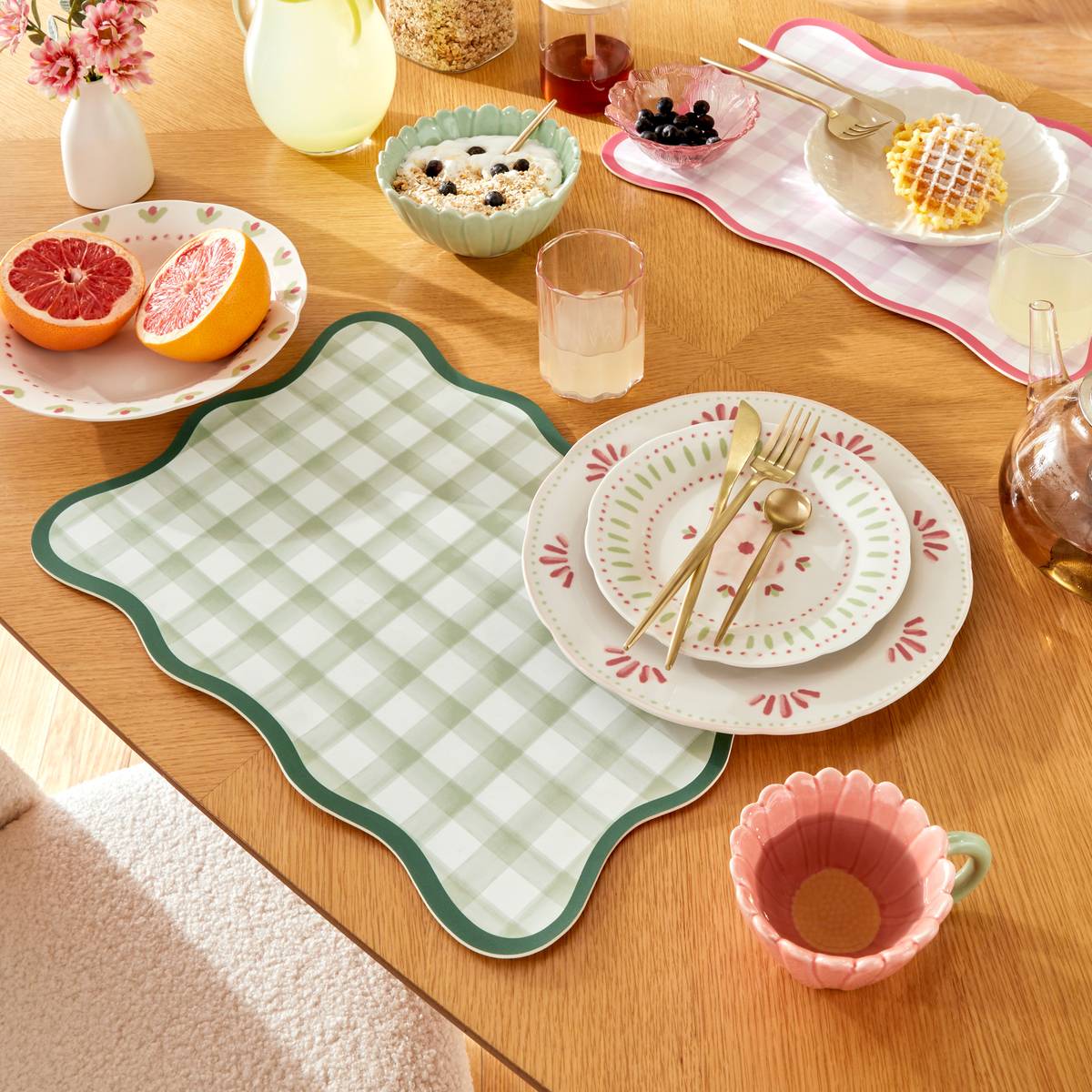 Set de table FLEUR DE ROSE vert, ATMOSPHERA