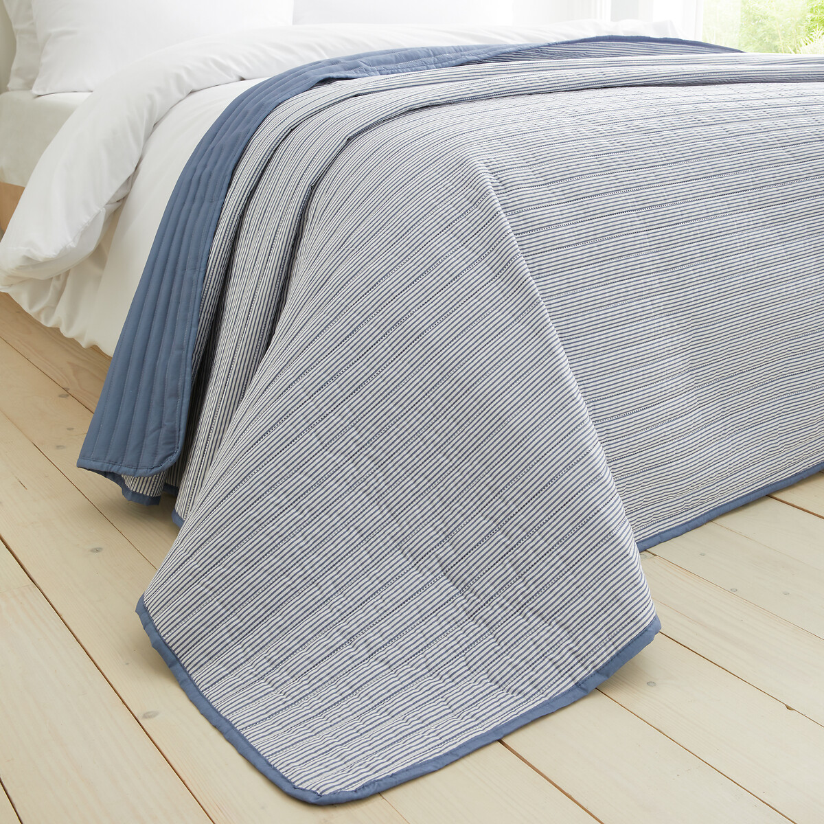 Stripe Quilted Reversible Bedspread blue, CATHERINE LANSFIELD