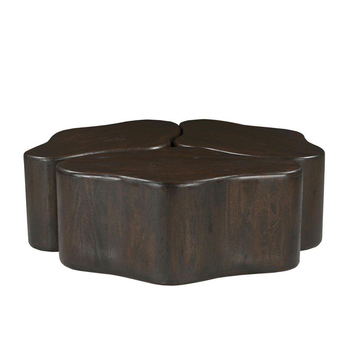 Table basse design organique bois brun 3 blocs ALMA marron, PIER IMPORT