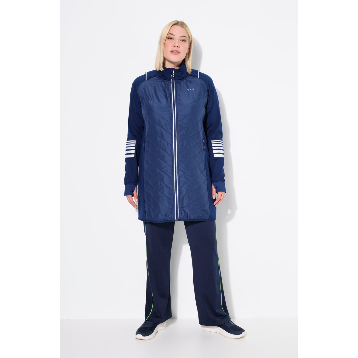 Manteau 2-en-1 à col montant. Manches marine, ULLA POPKEN