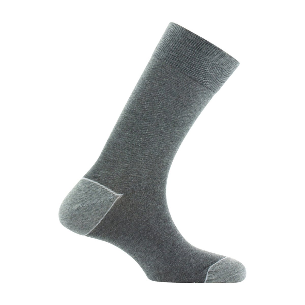 Lot de 2 paires de mi- chaussettes Al over chevrons plus unie MADE IN FRANCE gris anthracite, KINDY