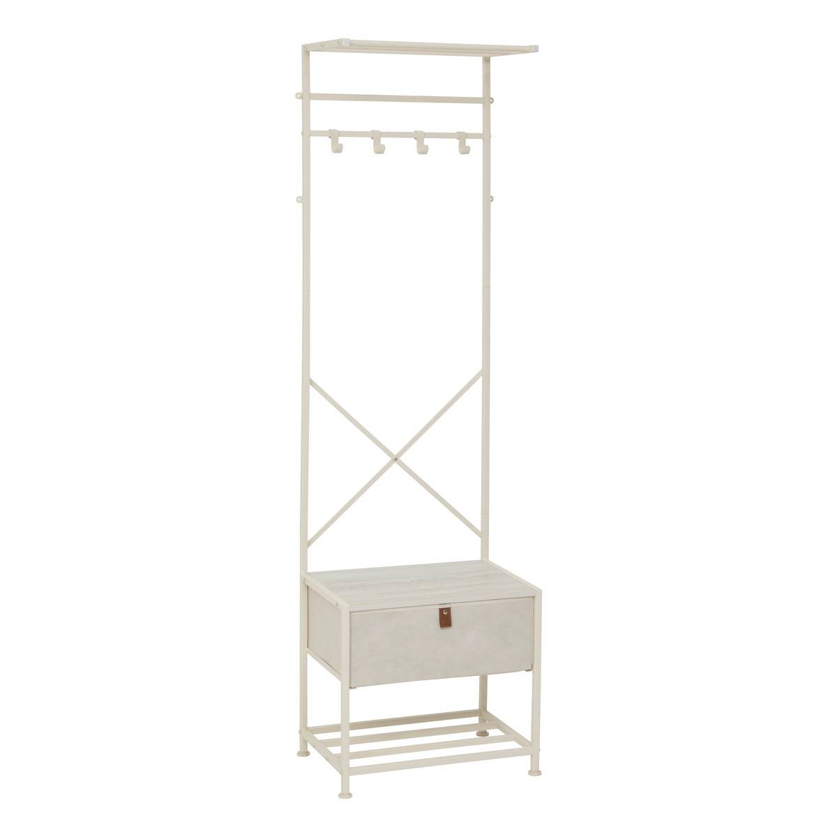Dressing 4 patères avec 1 tiroir en acier et MDF TISSA beige, 5FIVE SIMPLY SMART