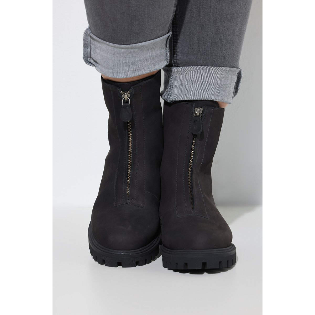 Bottes en nubuck , pied large noir, ULLA POPKEN