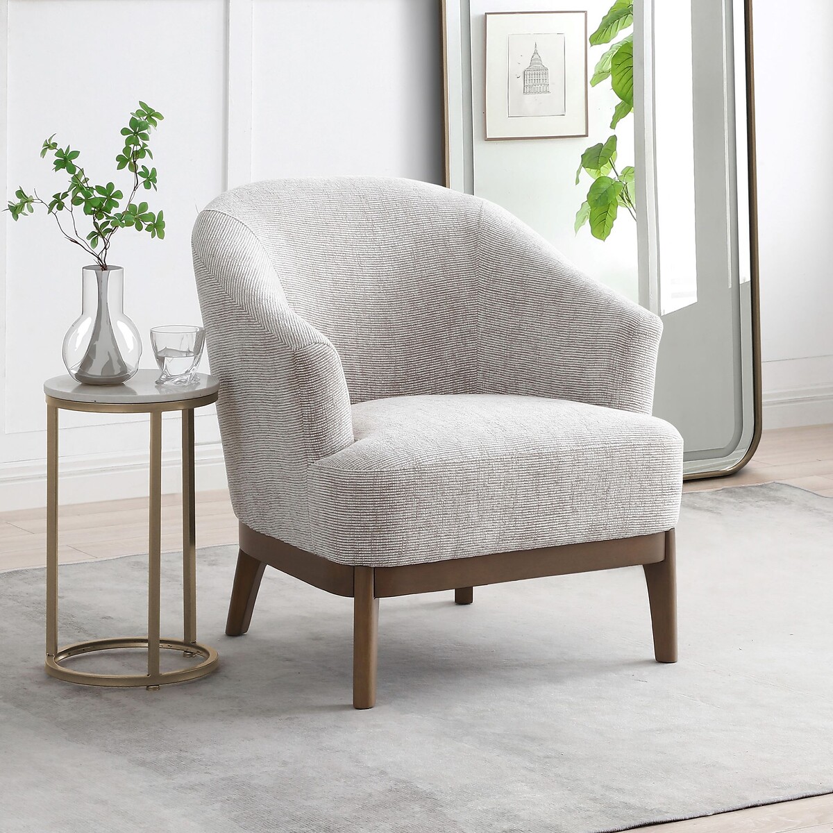 Eliana Chenille Tub Chair natural, SO'HOME