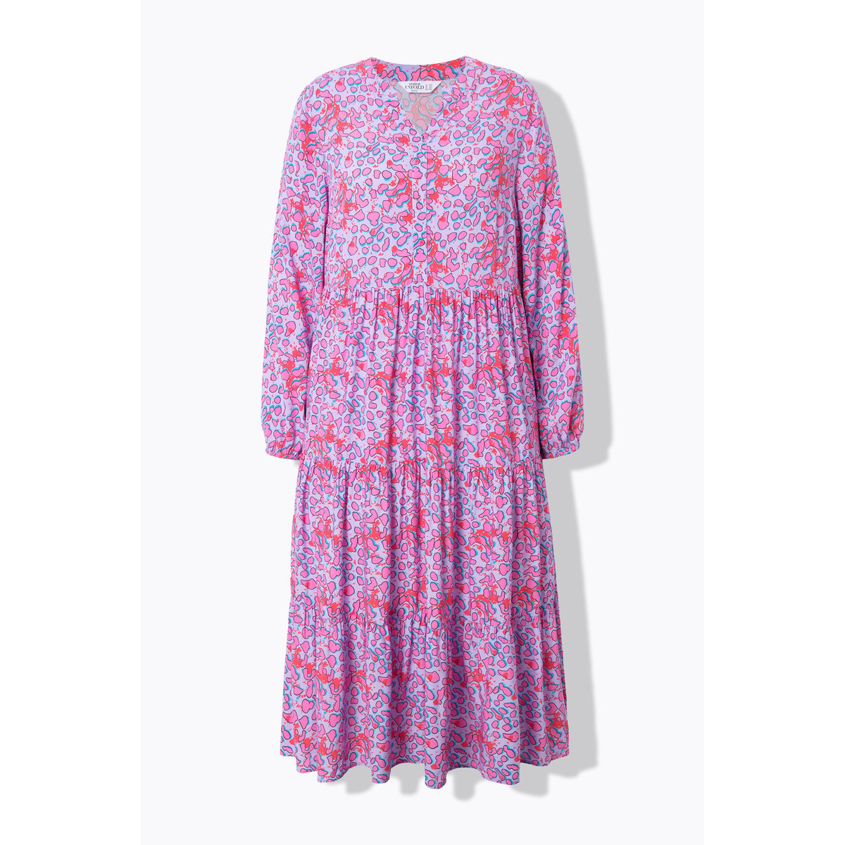 Robe maxi à volants, motif léopard coloré lilas, STUDIO UNTOLD