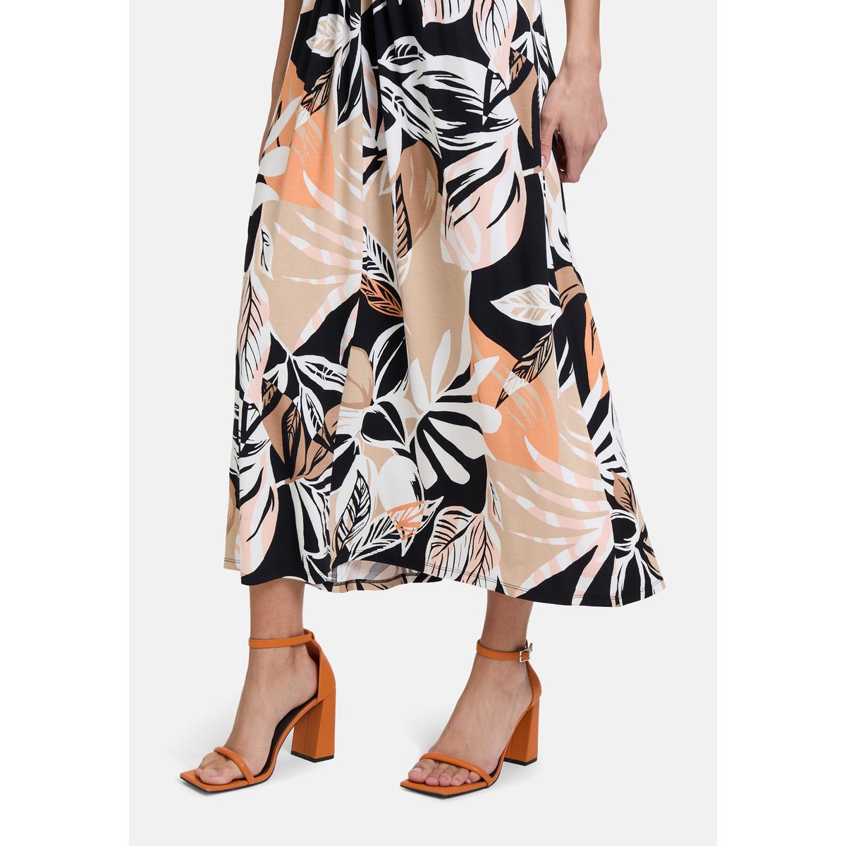 Robe longueur midi à fronce noir/marron, BETTY BARCLAY