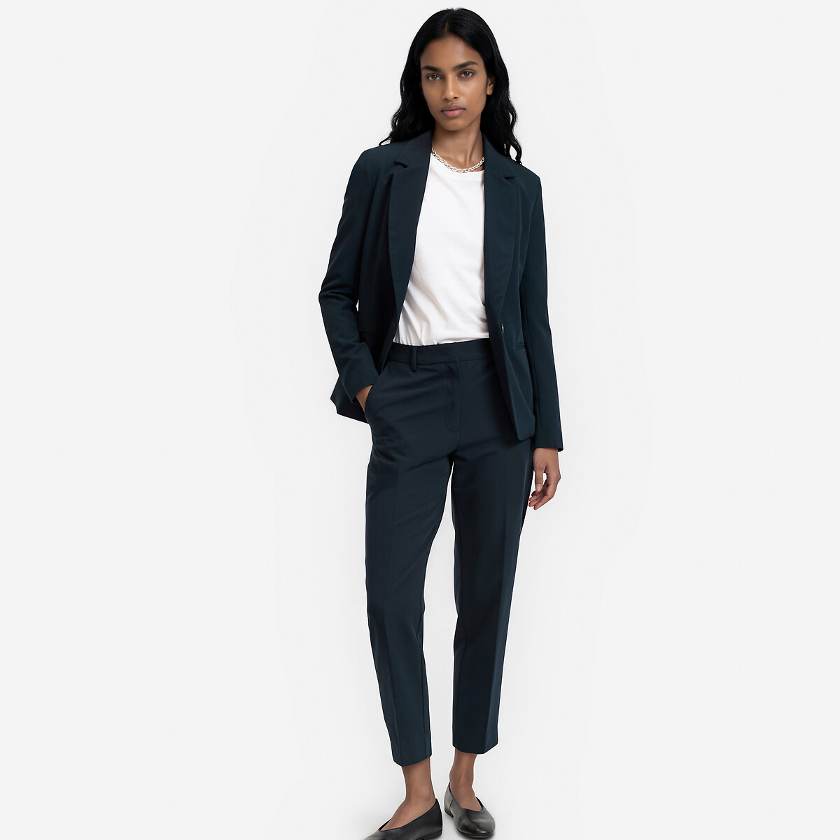 Blazer, corte cintado marinho, LA REDOUTE COLLECTIONS