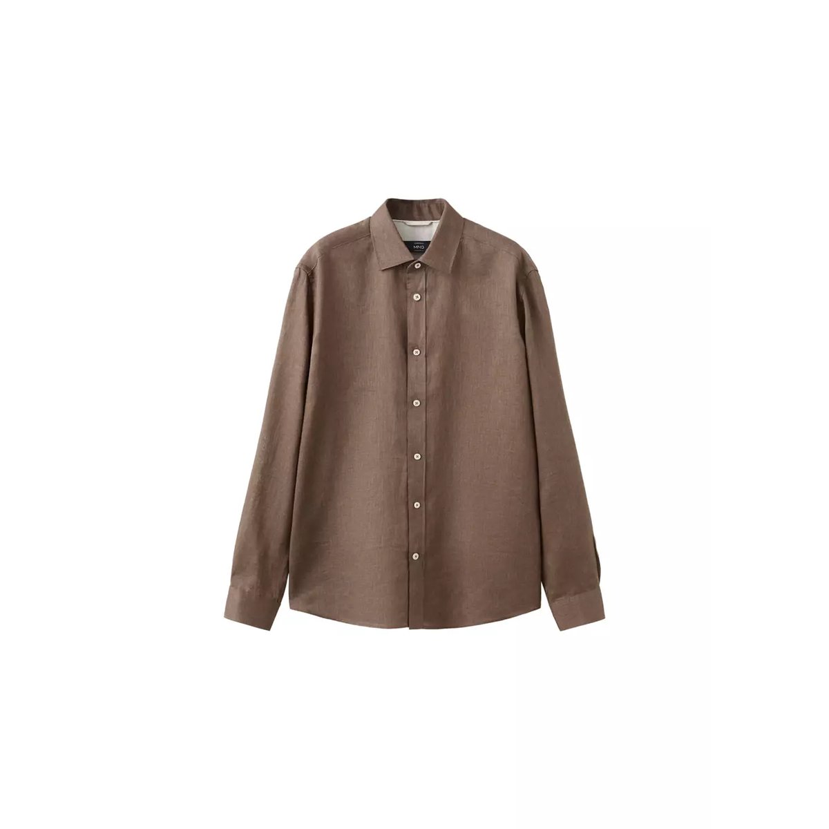 Chemise regular fit 100 % lin chocolat, MANGO MAN
