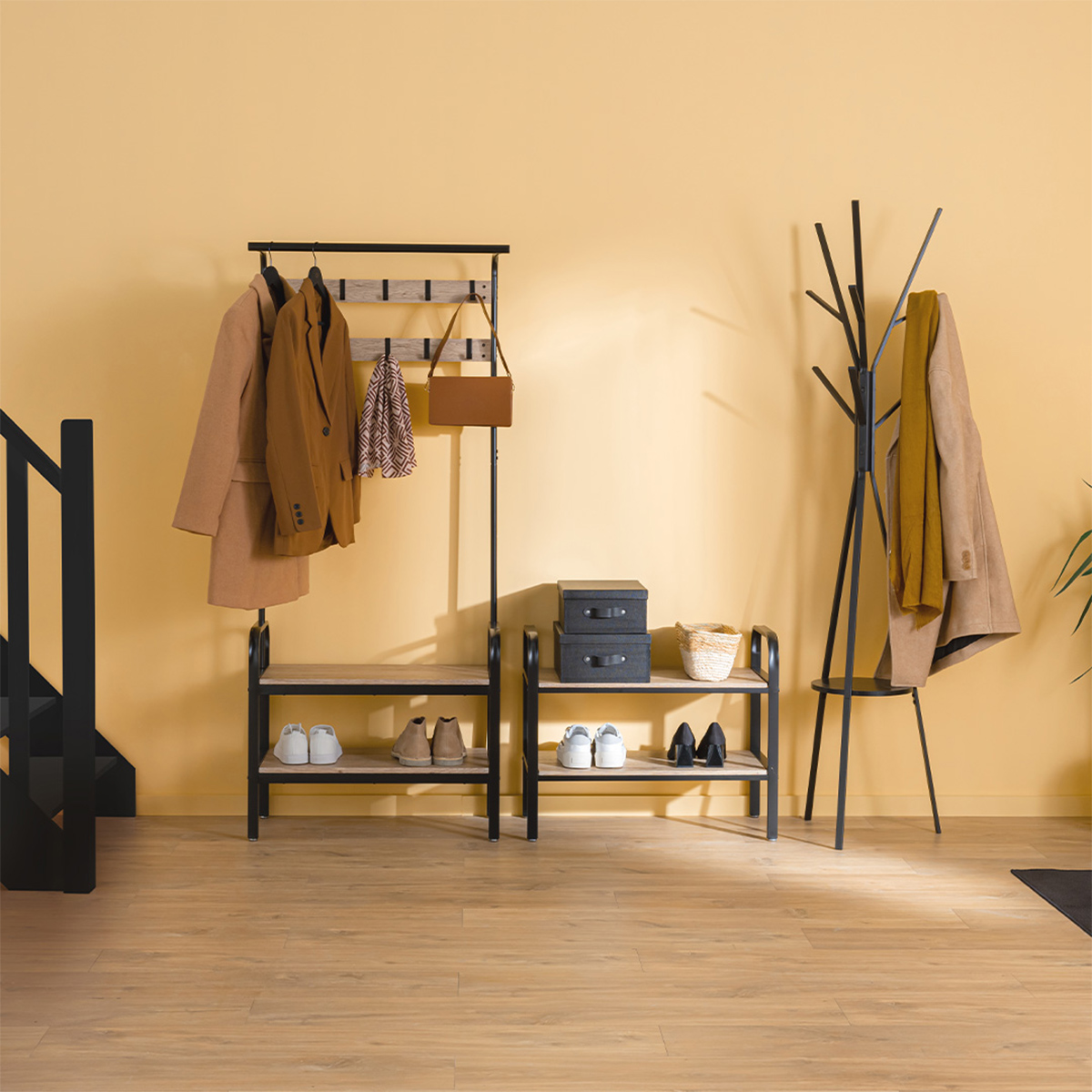 Vestiaire penderie avec range-chaussures en métal JANO beige, 5FIVE SIMPLY SMART