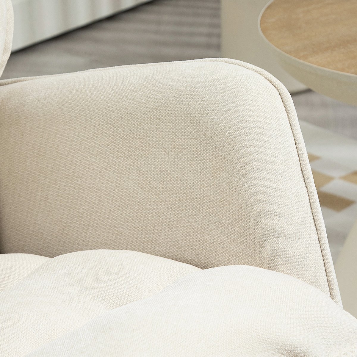 Fauteuil à bascule tissu chenille style scandinave, NEWFUNKELC beige, MEUBLES COSY