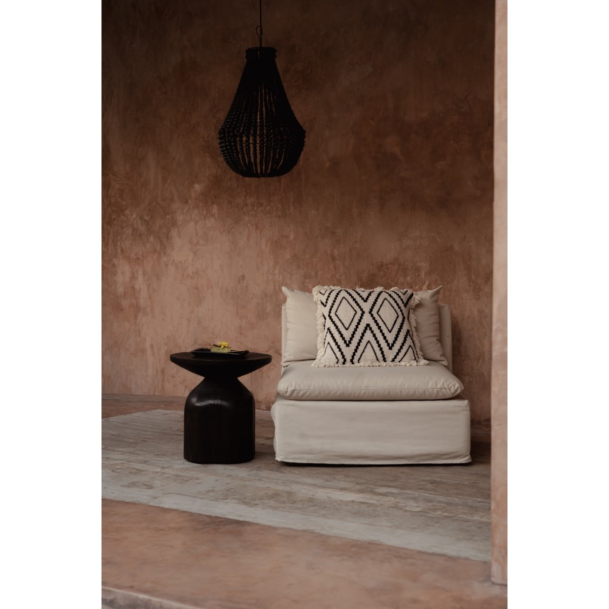 Housse de coussin en coton SAHARA DIAMOND noir beige, BAZAR BIZAR