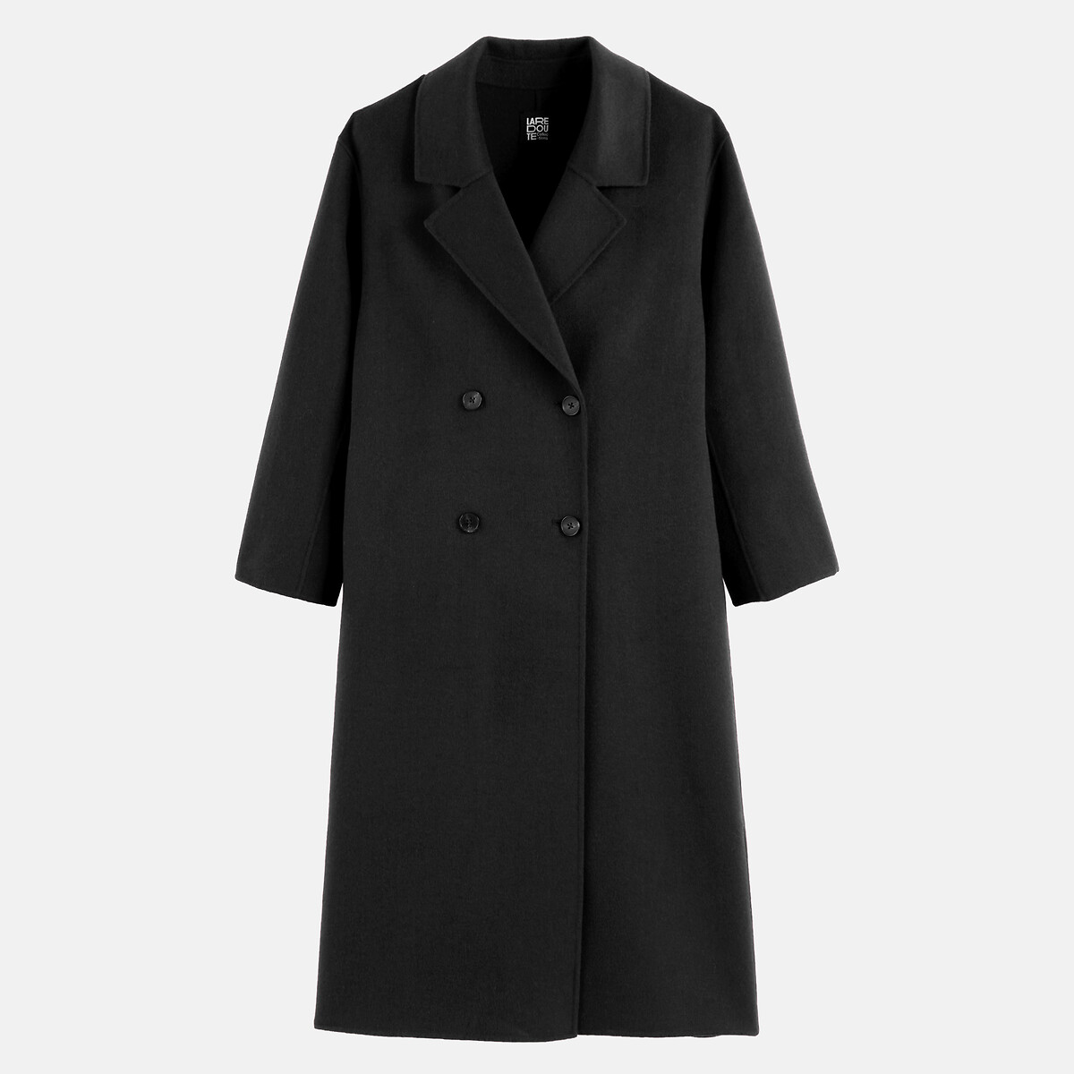 Manteau croisé oversize fait main en laine mélangée  noir, LA REDOUTE COLLECTIONS