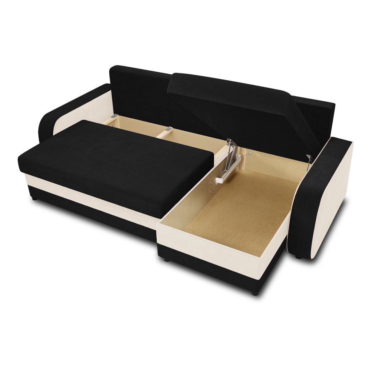 Canapé d'Angle Convertible 4 places - VALOS noir / blanc, BEST MOBILIER