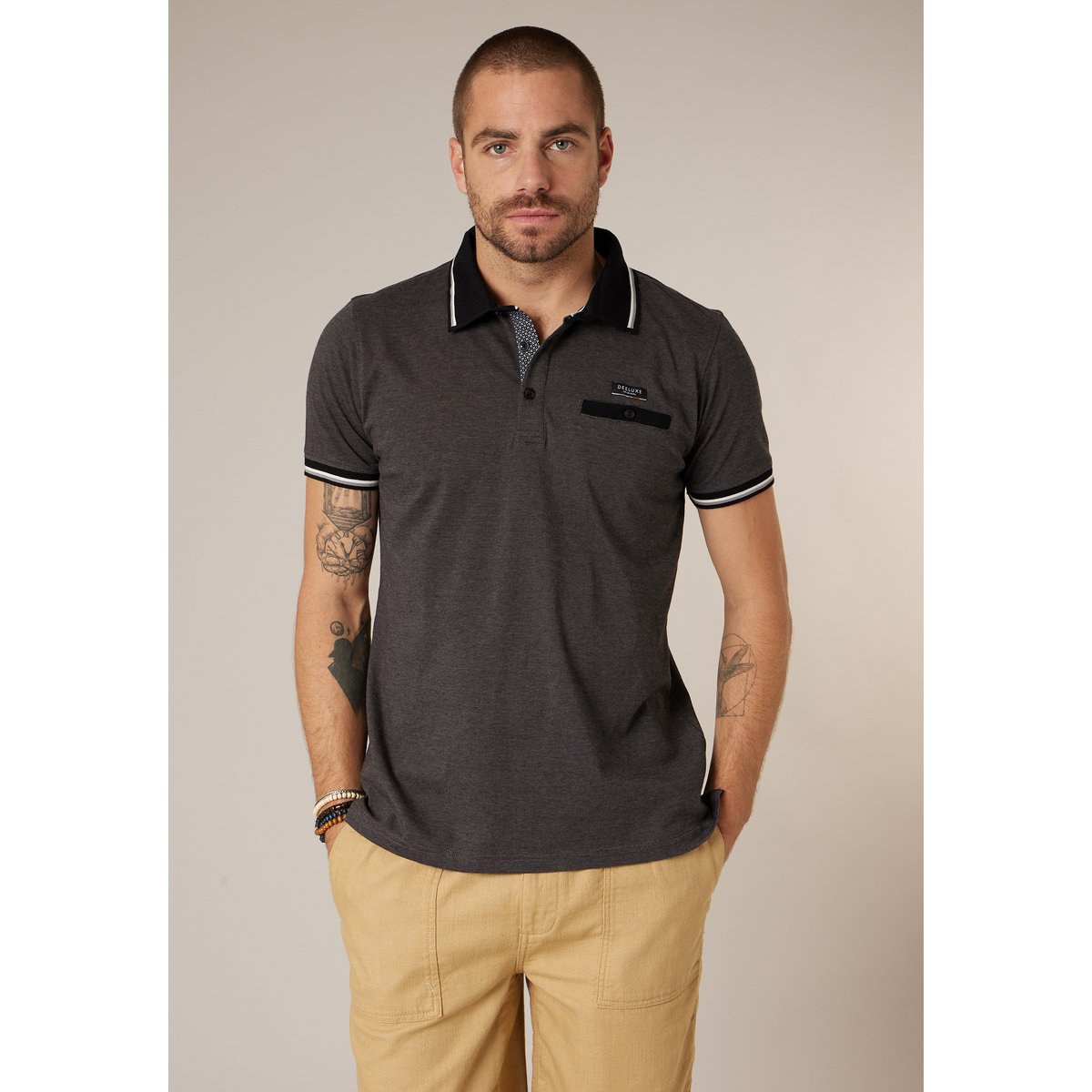 Polo homme en 100% coton DREX black, DEELUXE