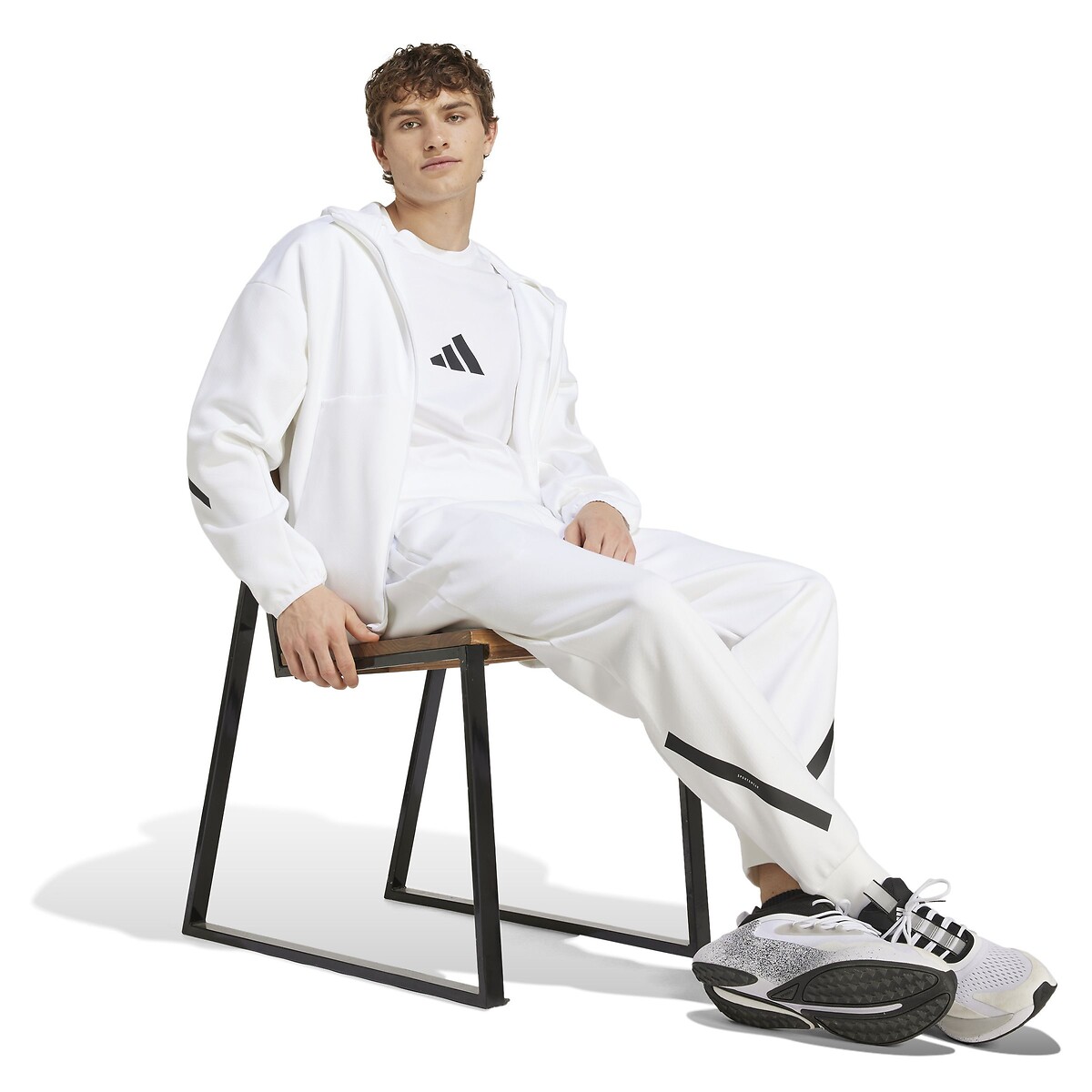 Veste de survêtement à capuche zippée Z.N.E. blanc, ADIDAS SPORTSWEAR