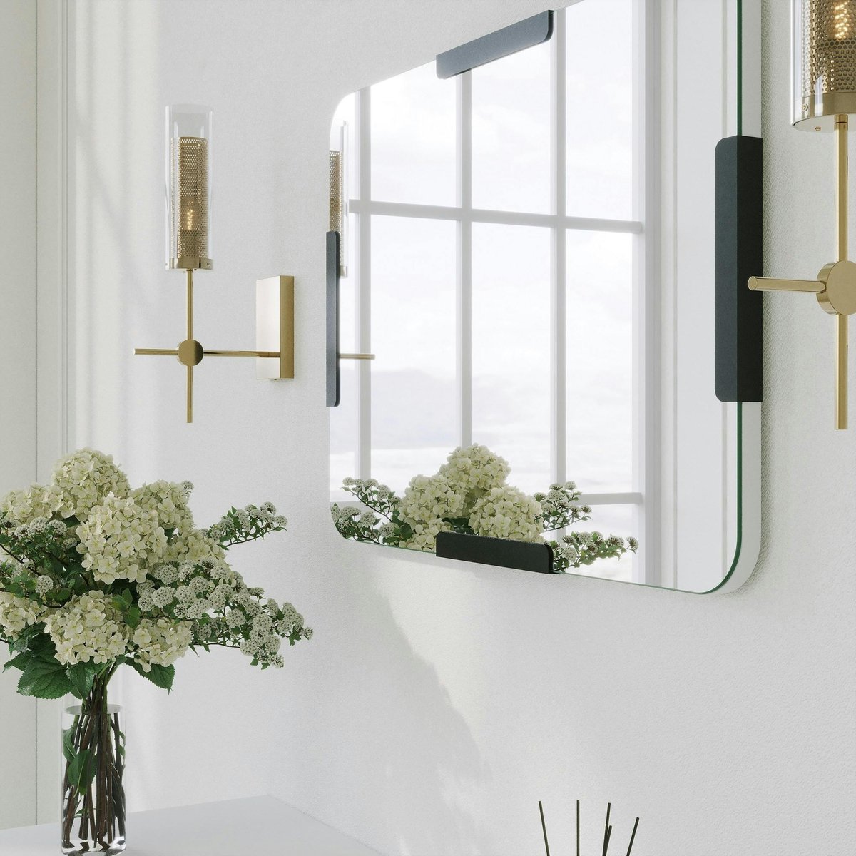 Miroir d'entrée mural avec détails noirs 70 cm CODY noir, PIER IMPORT