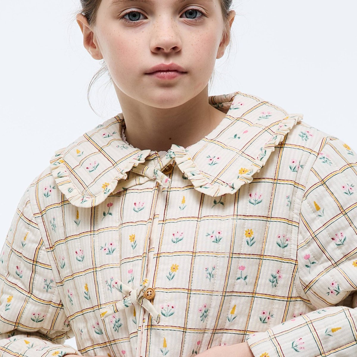 Veste imprimée à petits noeuds en coton amaretti, MONOPRIX