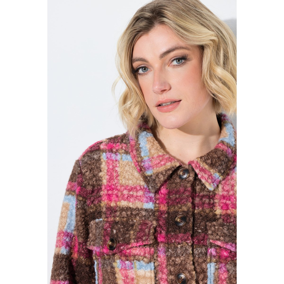 Veste longue / surchemise en bouclé taupe foncé, ULLA POPKEN