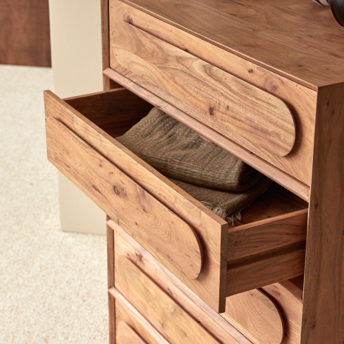 Chiffonnier en Acacia massif, OLGA naturel, TIKAMOON