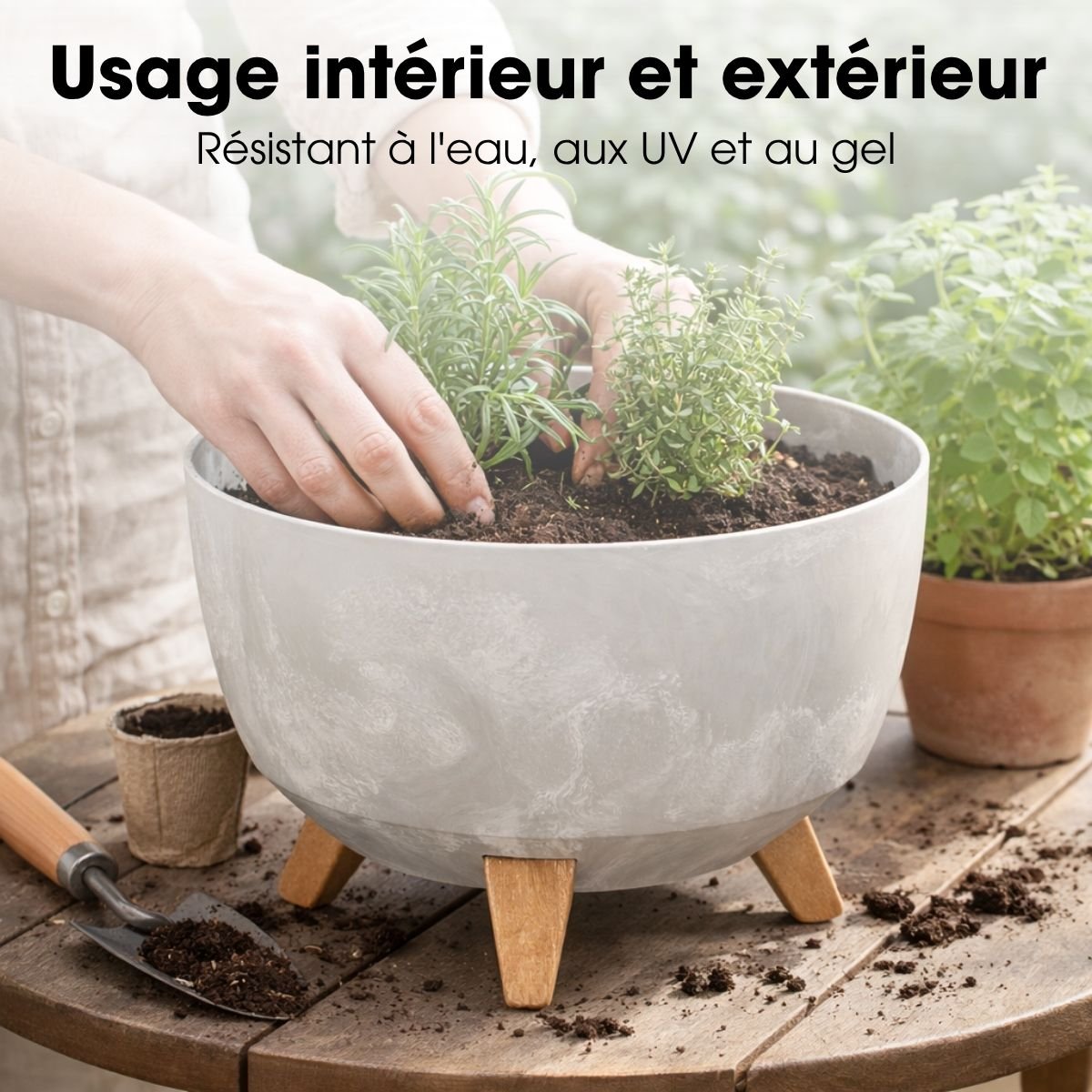 Bac à plantes DOPPIO gris, MICA DECORATIONS