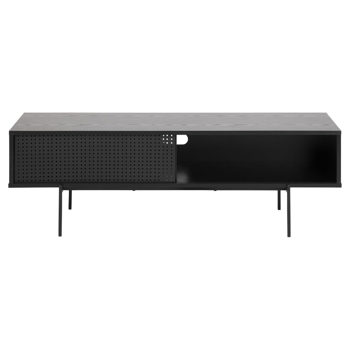 Meuble TV 1 porte coulissante et 2 niches de rangement ARIA noir, TOILINUX