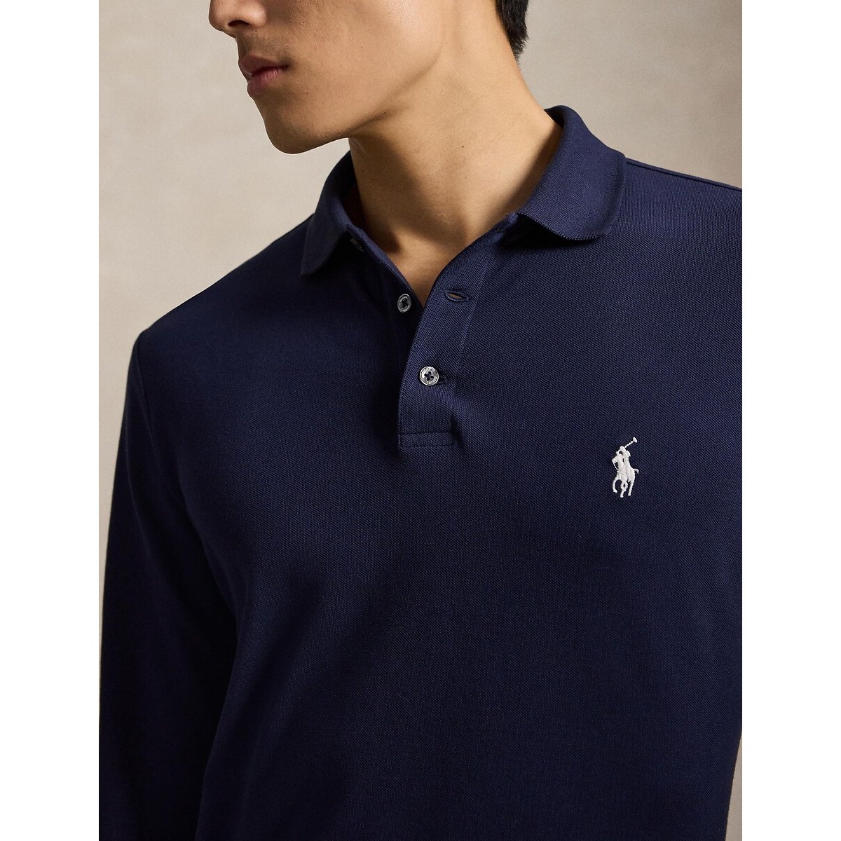 Polo en piqué, CUSTOM SLIM FIT bleu marine, POLO RALPH LAUREN