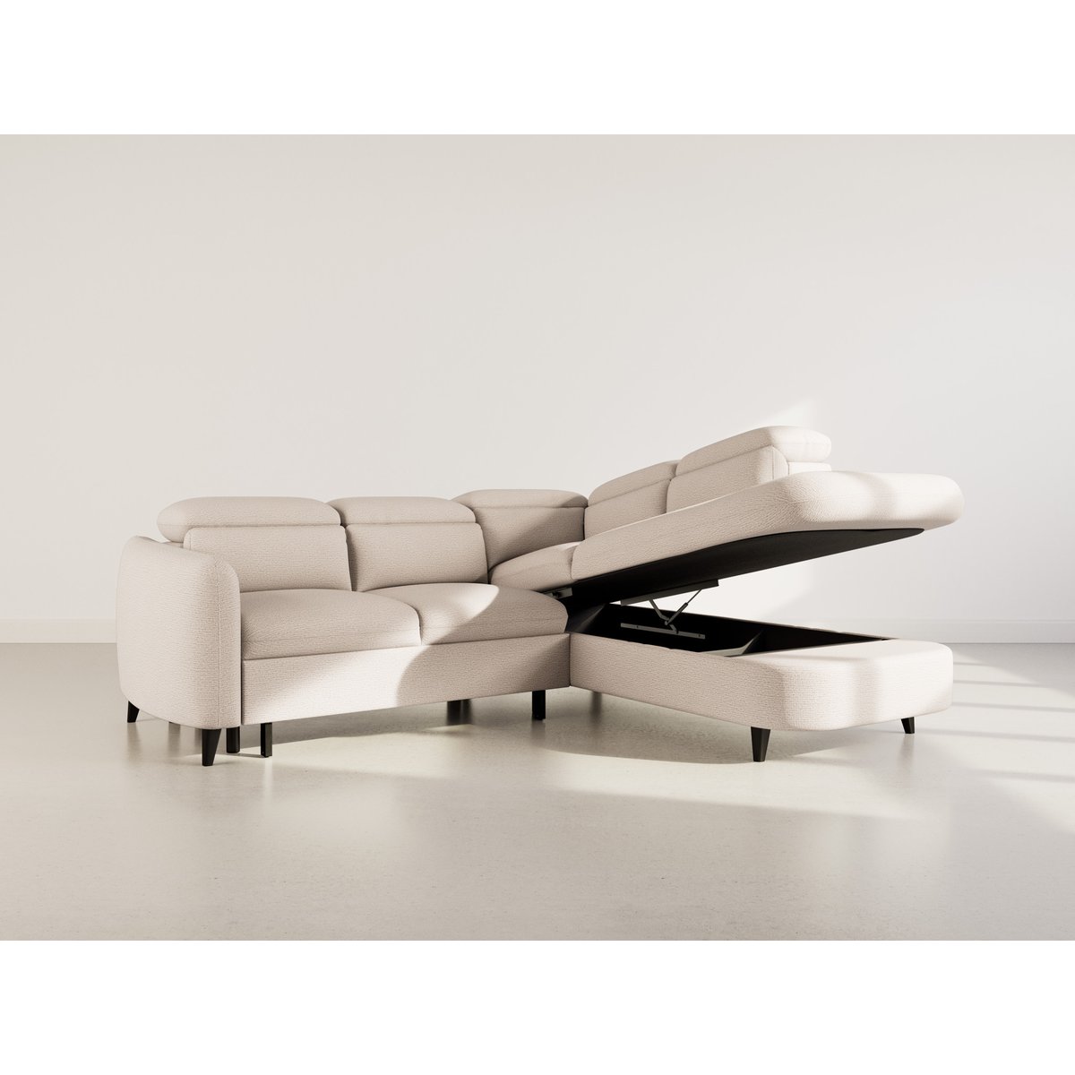 Canapé angle droit convertible tissu texturé, OPALINE beige, BEST MOBILIER