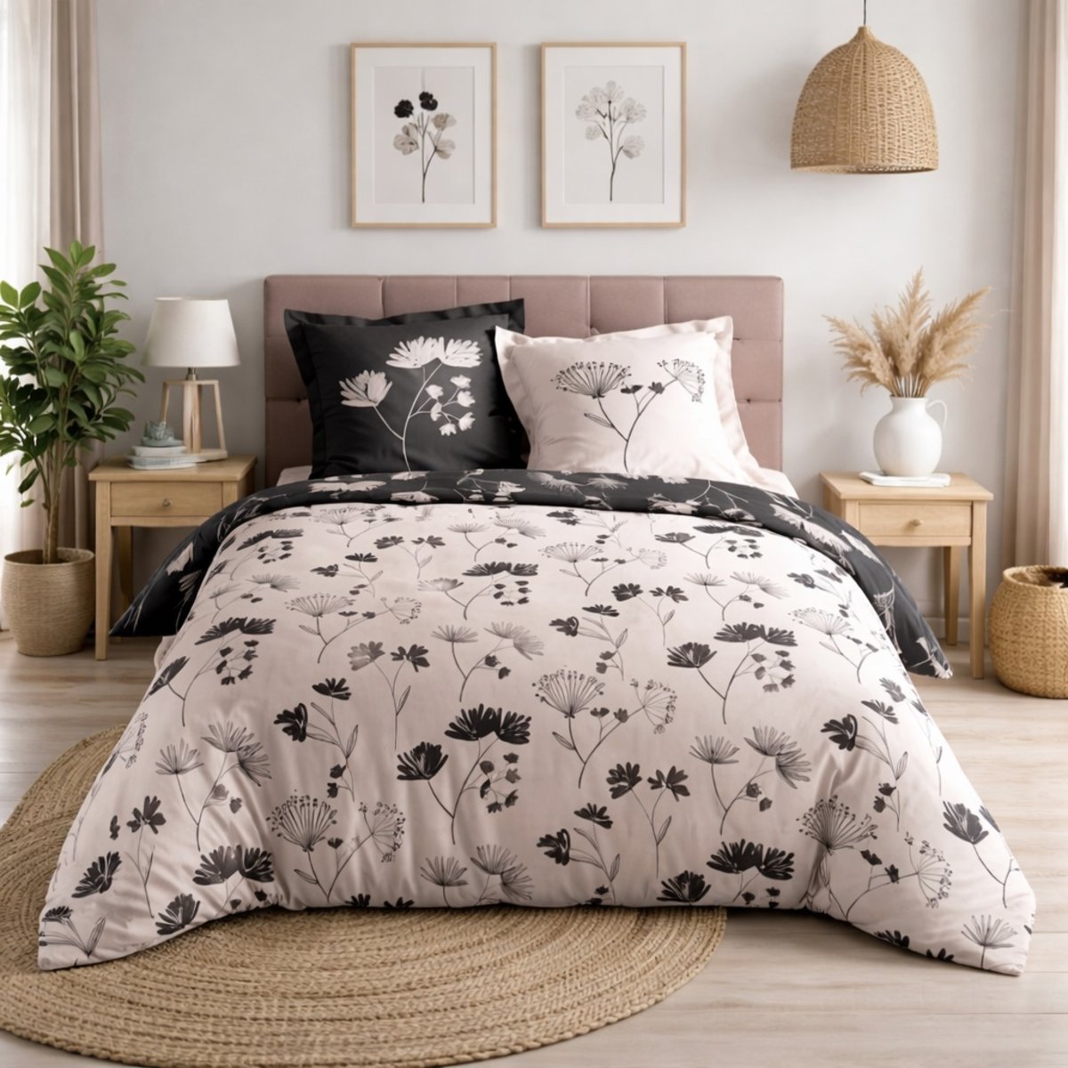 Parure de lit en percale de coton Collection Iris beige, EDEN