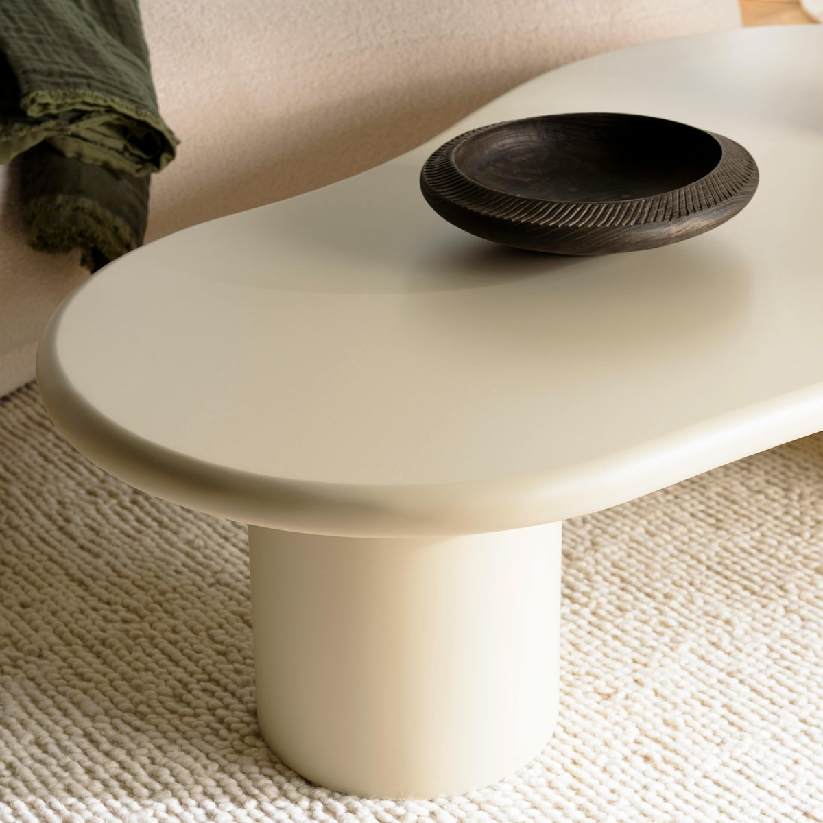 Table basse forme organique couleur beige effet béton LINEA beige, PIER IMPORT