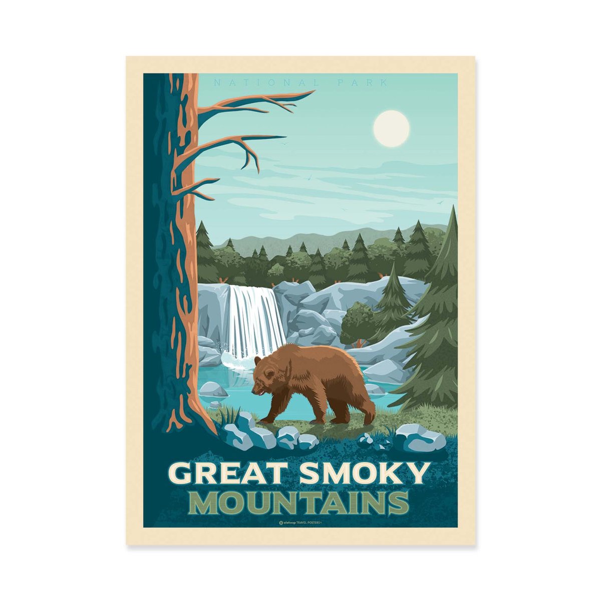 Affiche d'art - Great smoky mountains - Olahoop Travel Posters vert, WALL EDITIONS