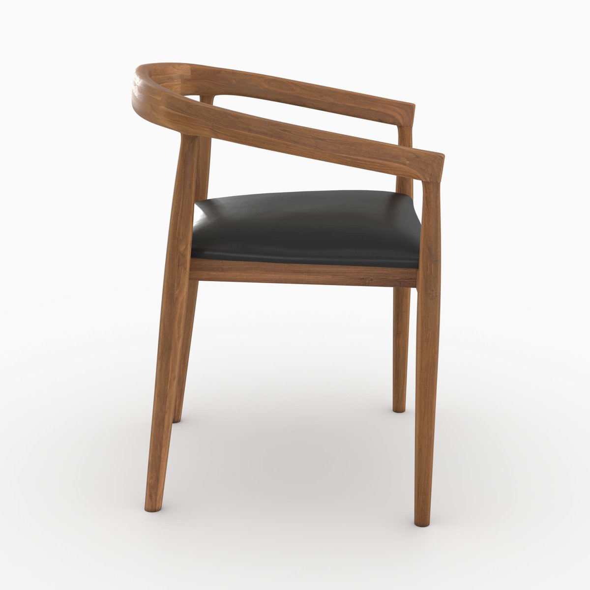 Lot de 2 chaises en bois de teck vernis et assise en cuir - BALI noir, MAISON PAVANE
