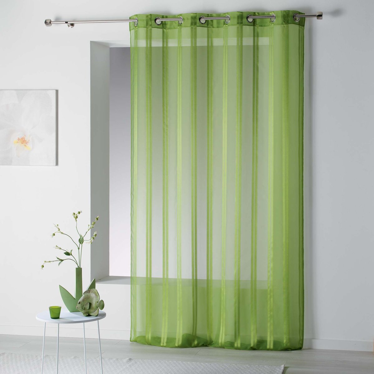 Rideau voile rayures Collection Bandas Jacquard noisette, EDEN