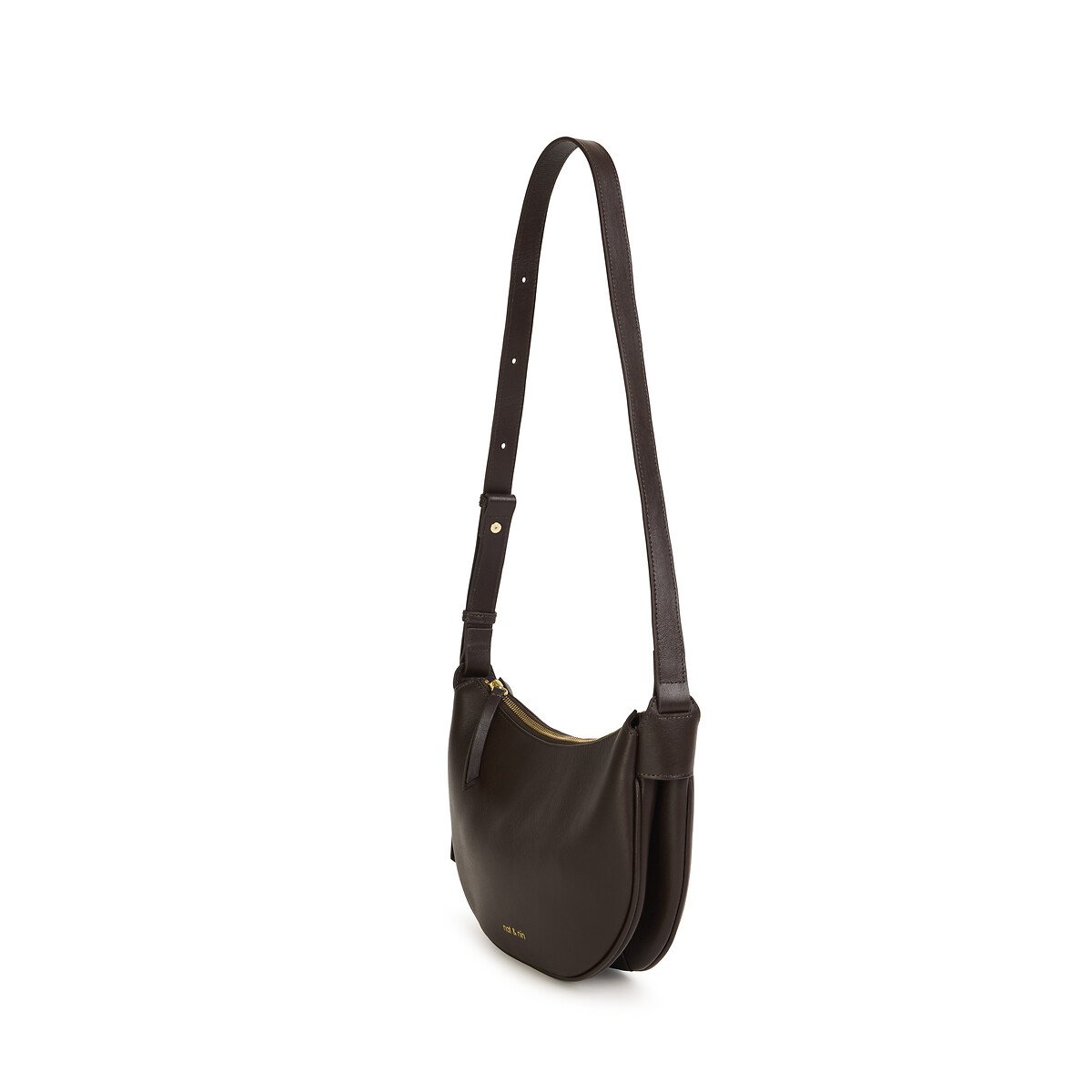 Sac porté épaule en cuir LUNE ebène, NAT & NIN