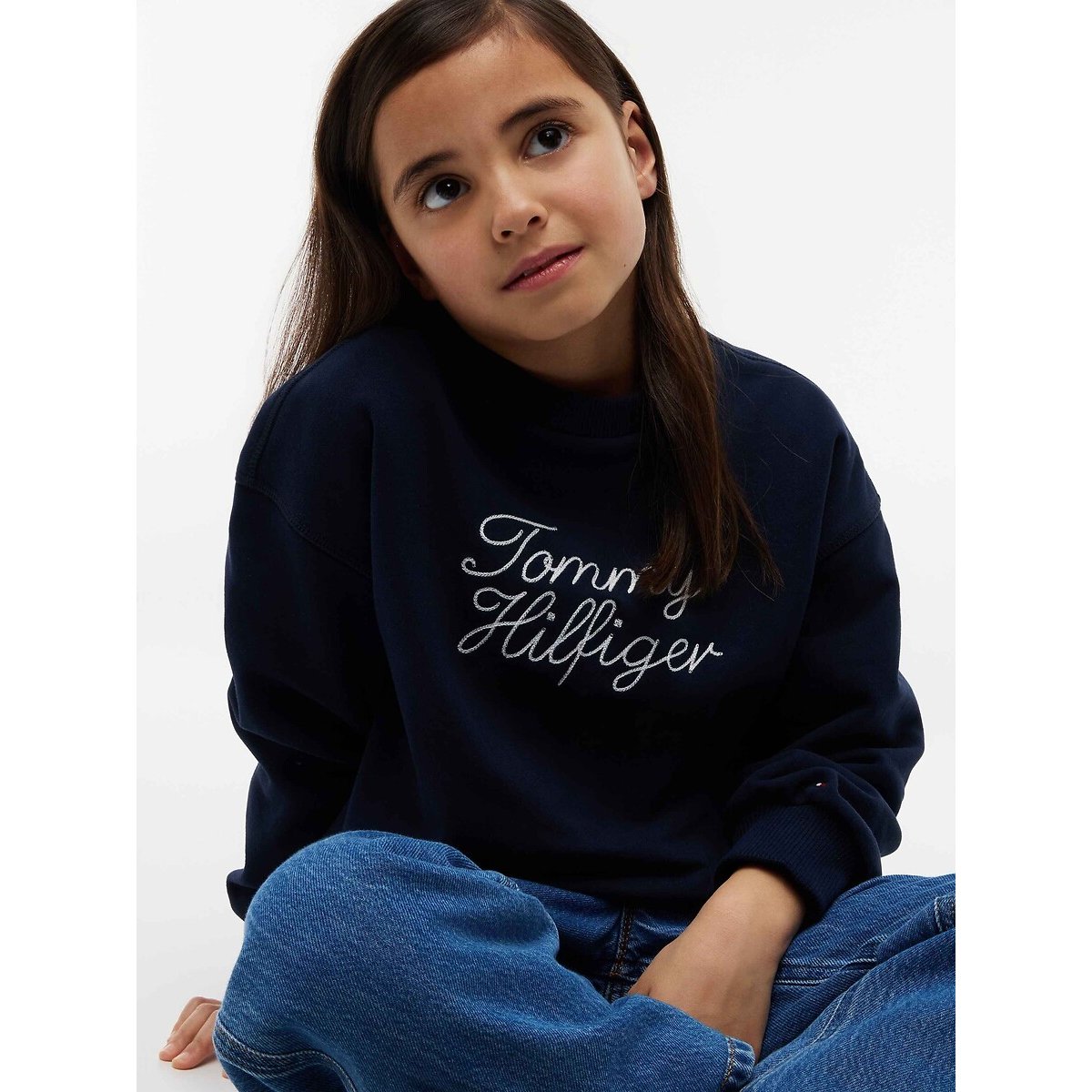 Sudadera con cuello redondo azul marino, TOMMY HILFIGER