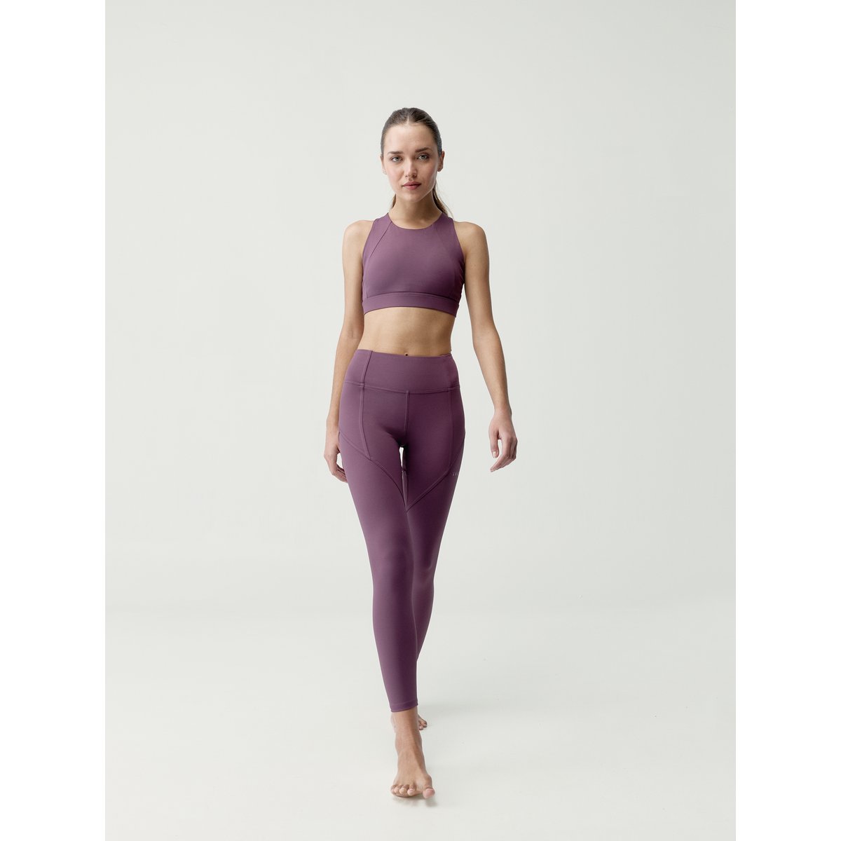 Legging de sport femme Indi Longueur longue taille mi-haute effet push-up bordeaux intense, BORN
