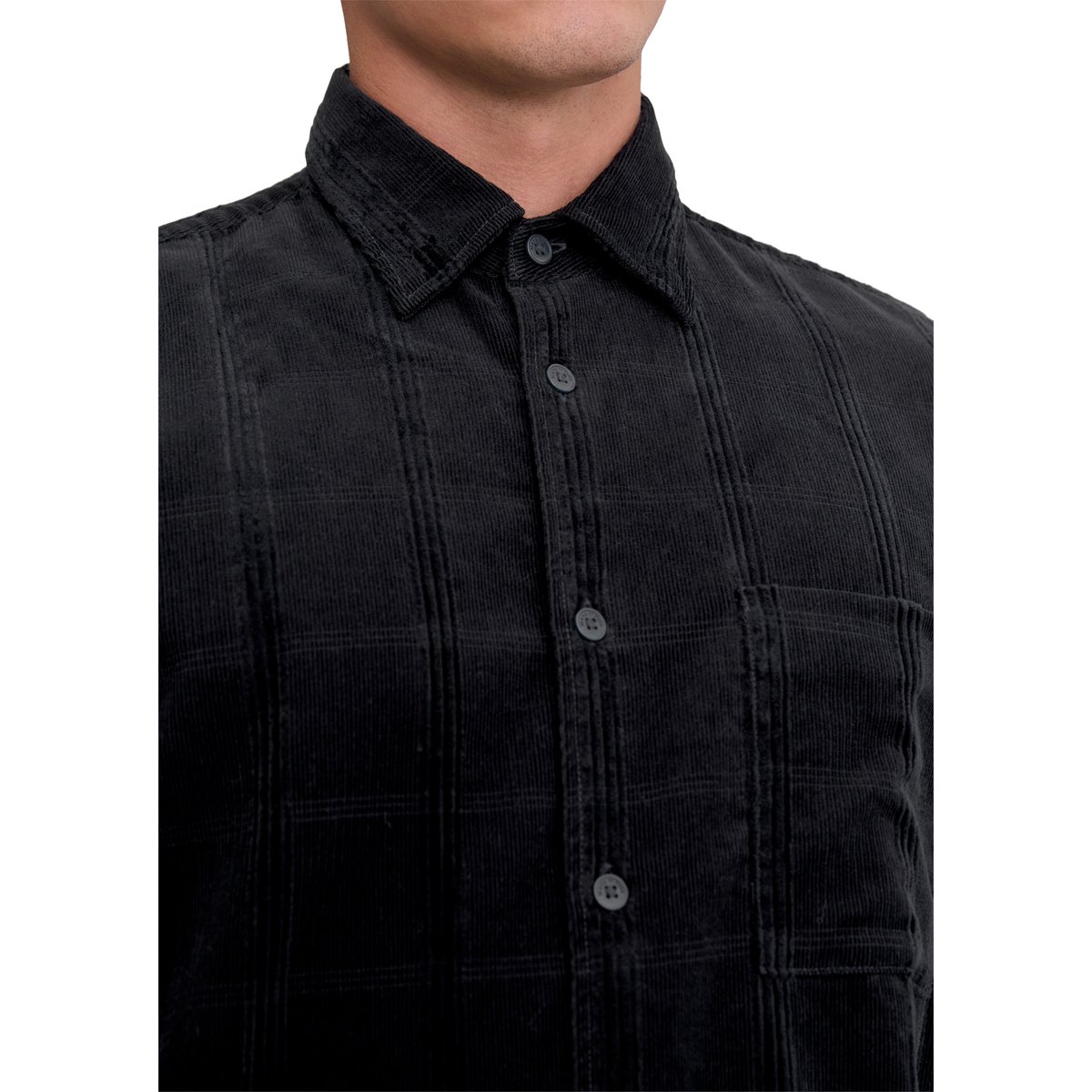 Chemise en velours côtelé regular avec un mélange de structures captivant bleu foncé, MARC O'POLO